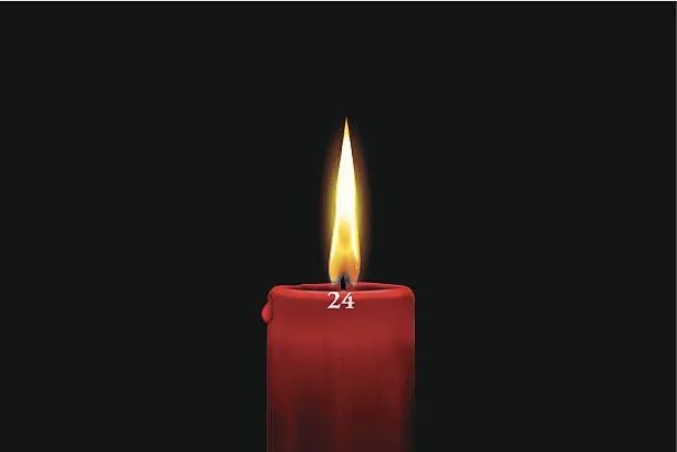 Vector illustration of Red advent candle - december 24th