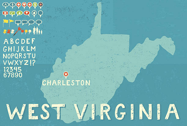 Map of West Virginia with icons Map of West Virginia with icons west virginia us state stock illustrations