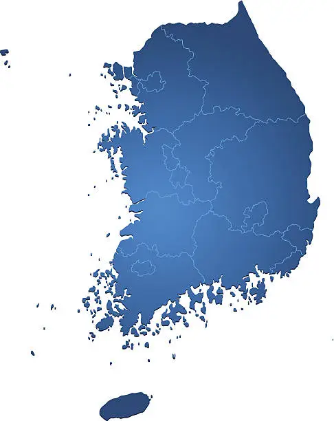 Vector illustration of South Korea map blue