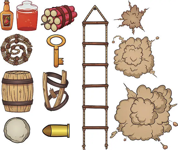 Vector illustration of Old west items