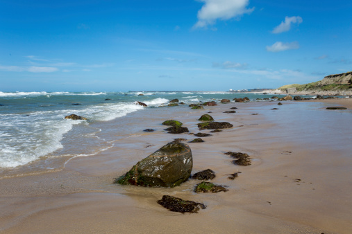 Costa Quebrada beach Playa de Arnia in Pielagos of Cantabria in northern Spain