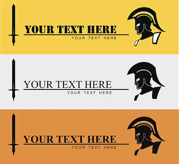 Vector illustration of Sparta warrior head combine with text and sword icon