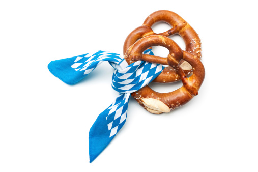 Appetizing bavarian pretzel isolated on white background
