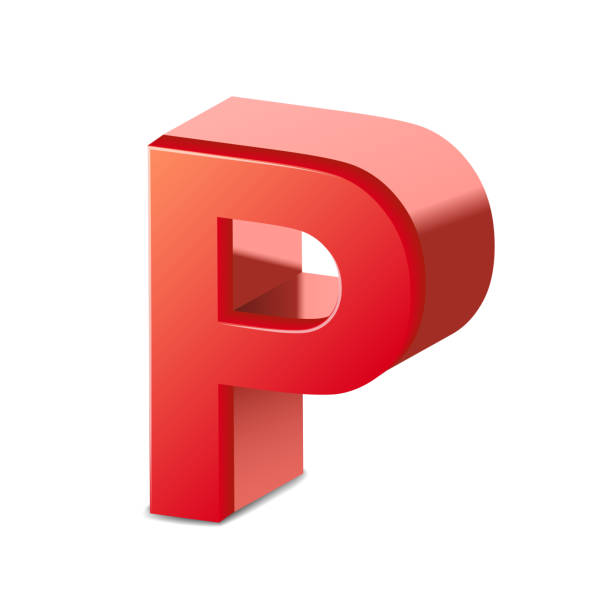 3 d red letter p - letter p alphabet three dimensional shape red stock-grafiken, -clipart, -cartoons und -symbole