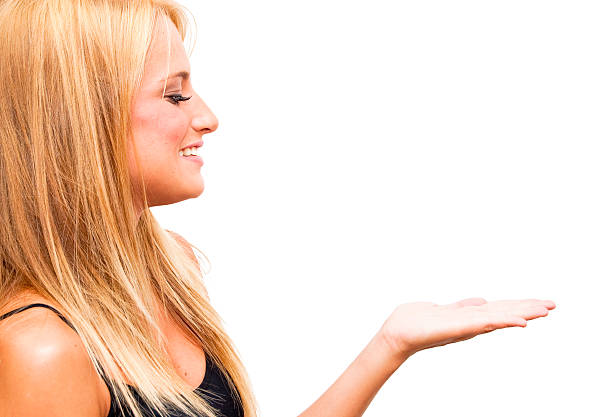 istock Beautiful  Blonde Woman  With His Open Hand 511572279