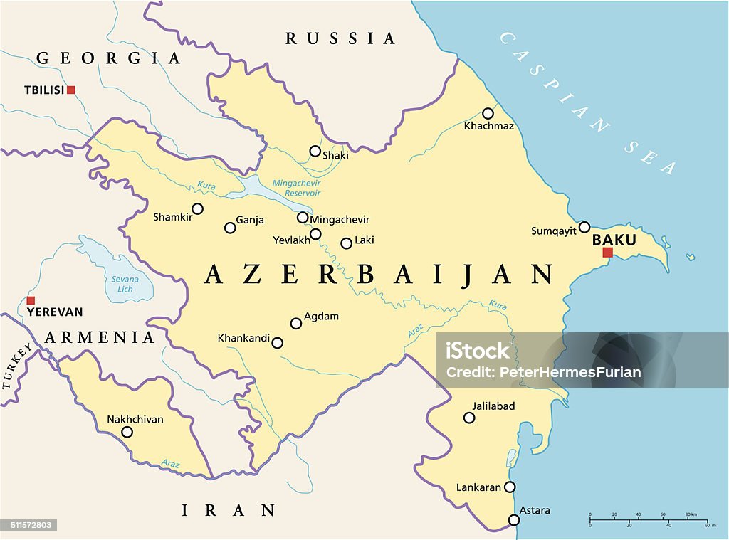 Carte politique de l'Azerbaïdjan - clipart vectoriel de Azerbaïdjan libre de droits