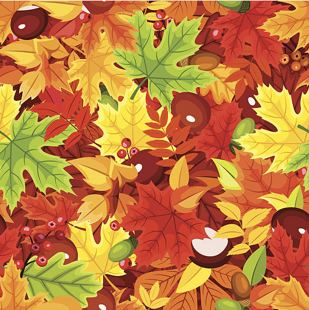 nahtlose muster mit bunten herbstblätter.  vektor-illustration. - chestnut chestnut tree backgrounds seamless stock-grafiken, -clipart, -cartoons und -symbole