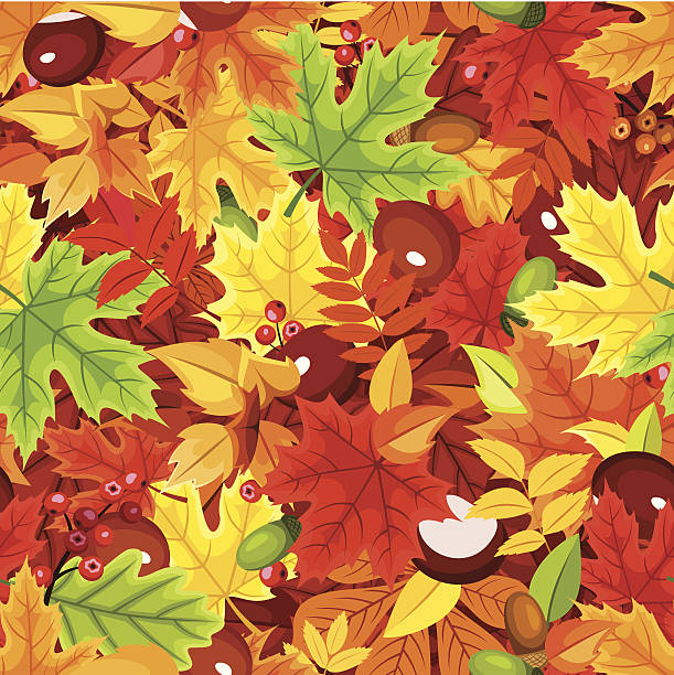 bezszwowe wzór z kolorowych jesień liście.  ilustracja wektorowa. - chestnut chestnut tree backgrounds seamless stock illustrations