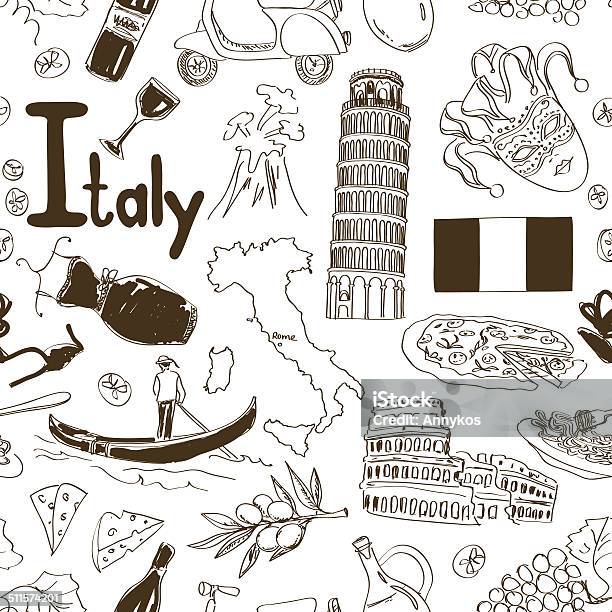 Italian Map Drawing Sketch Italy Seamless Pattern Stock Illustration - Download Image Now ...