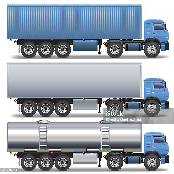 Vector Trailer Icons Set 2 Stock Illustration - Download Image Now - Tanker Ship, Tire - Vehicle Part, Truck