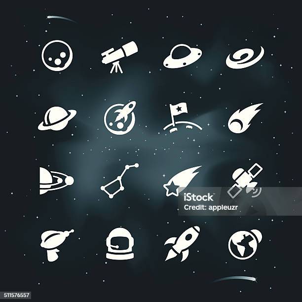 White Space Icons Stock Illustration - Download Image Now - Icon Symbol, Astronaut, Outer Space