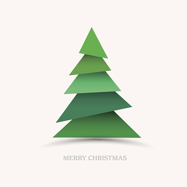 ilustrações, clipart, desenhos animados e ícones de árvore de natal em papel - christmas copy space sparse simplicity