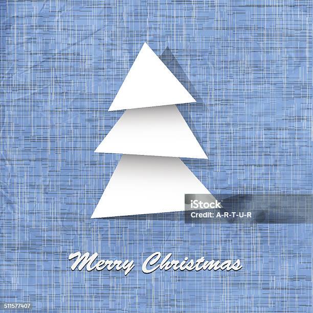 Stylish Vector Postcard With Paper Christmas Tree Stock Illustration - Download Image Now - 2013, Abstract, Appliqué