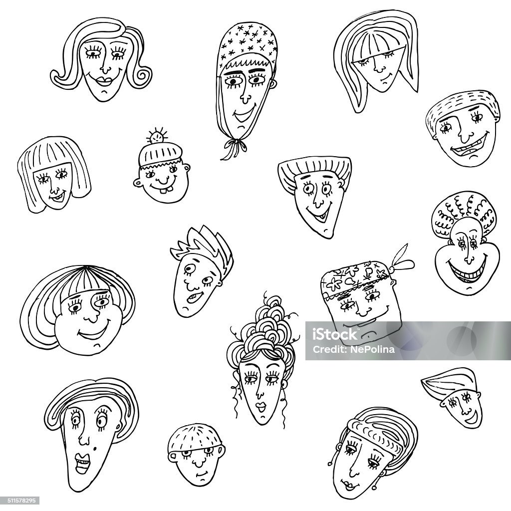 vector, face, doodle, people Adult stock vector