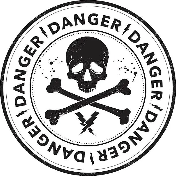 Vector illustration of Danger stamp with skull symbol