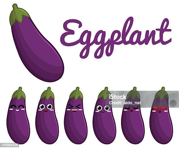 Eggplant Character Stock Illustration - Download Image Now - Eggplant, Emoticon, Anthropomorphic Smiley Face