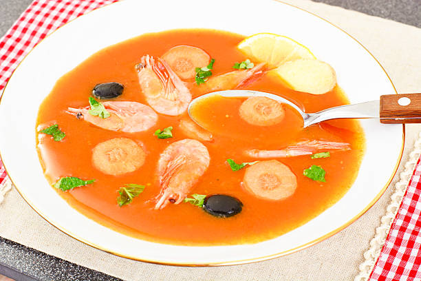istock Tomato Soup with Shrimps Diet Food 511586986