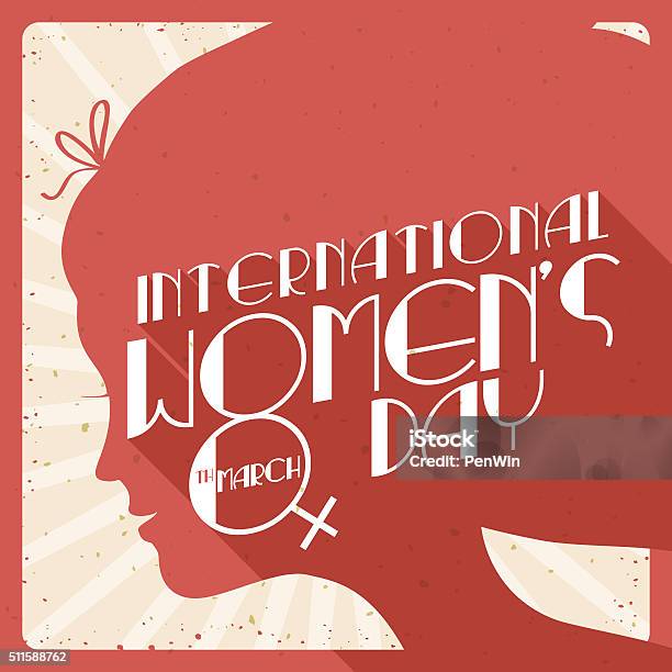 Lady Silhouette In Retro Poster For Womens Day Stock Illustration - Download Image Now - Admiration, Adult, Beautiful People