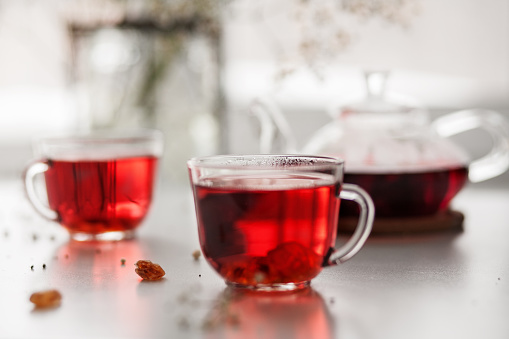 Hibiscus tea in a glass