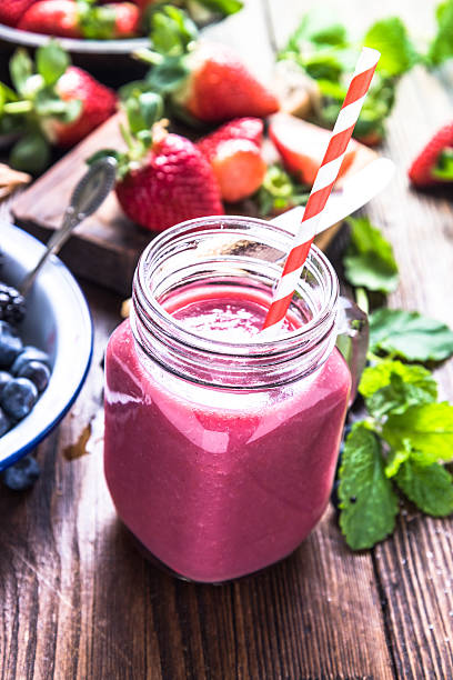 istock Well being and weight loss concept, berry smoothie. 511590726