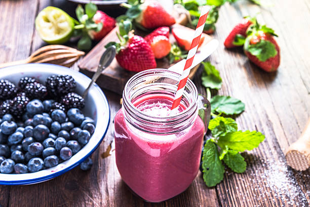 istock Well being and weight loss concept, berry smoothie. 511590828