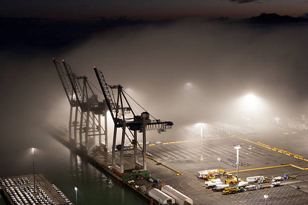 container ships at the harbor of Vancouver in Canada