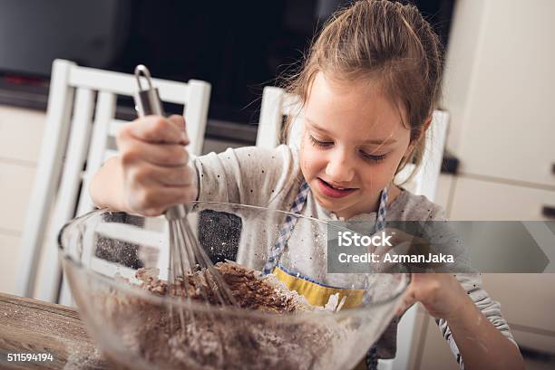 Muffin Dough Stock Photo - Download Image Now - 10-11 Years, Child, Stirring