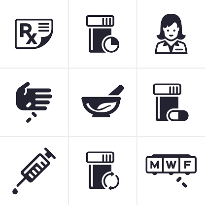 Medical and pharmacy symbol and icon collection. 