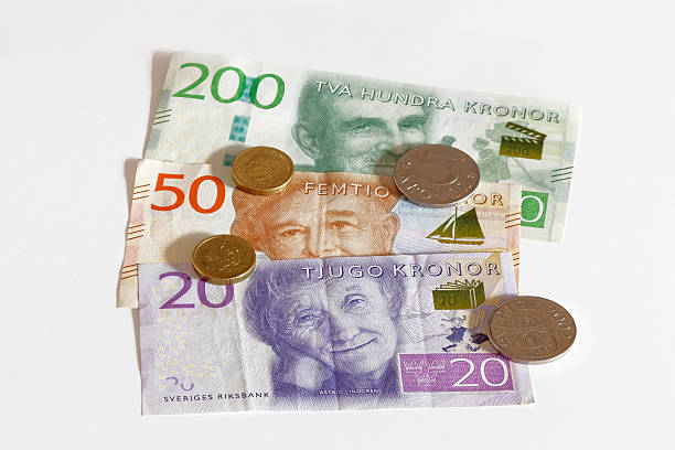 денежная единица швеции, 20 крон и 200 sek, layout 2015 г. - swedish coin стоковые фото и изображения