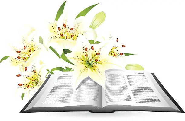 Vector illustration of Easter Lily and Bible