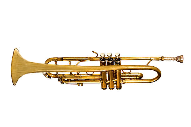 istock golden brass trumpet in soft light isolated on white background. 511597184