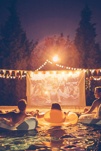 Pool movie night party