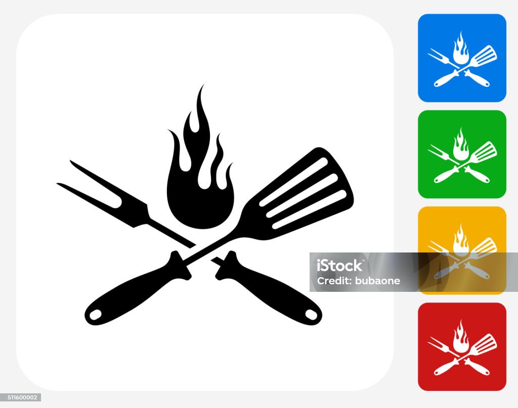 activity Upstream unearth Grilling Utensils Icon Flat Graphic Design Stock Illustration - Download  Image Now - Barbecue - Meal, Barbecue Grill, Blue - iStock