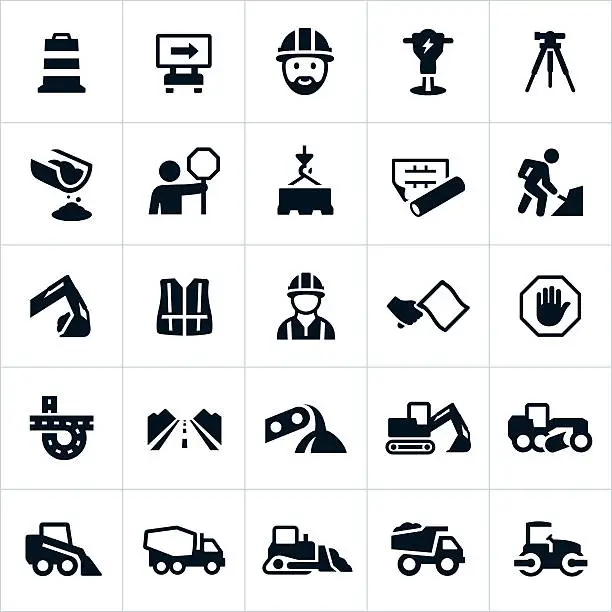 Vector illustration of Road Construction Icons