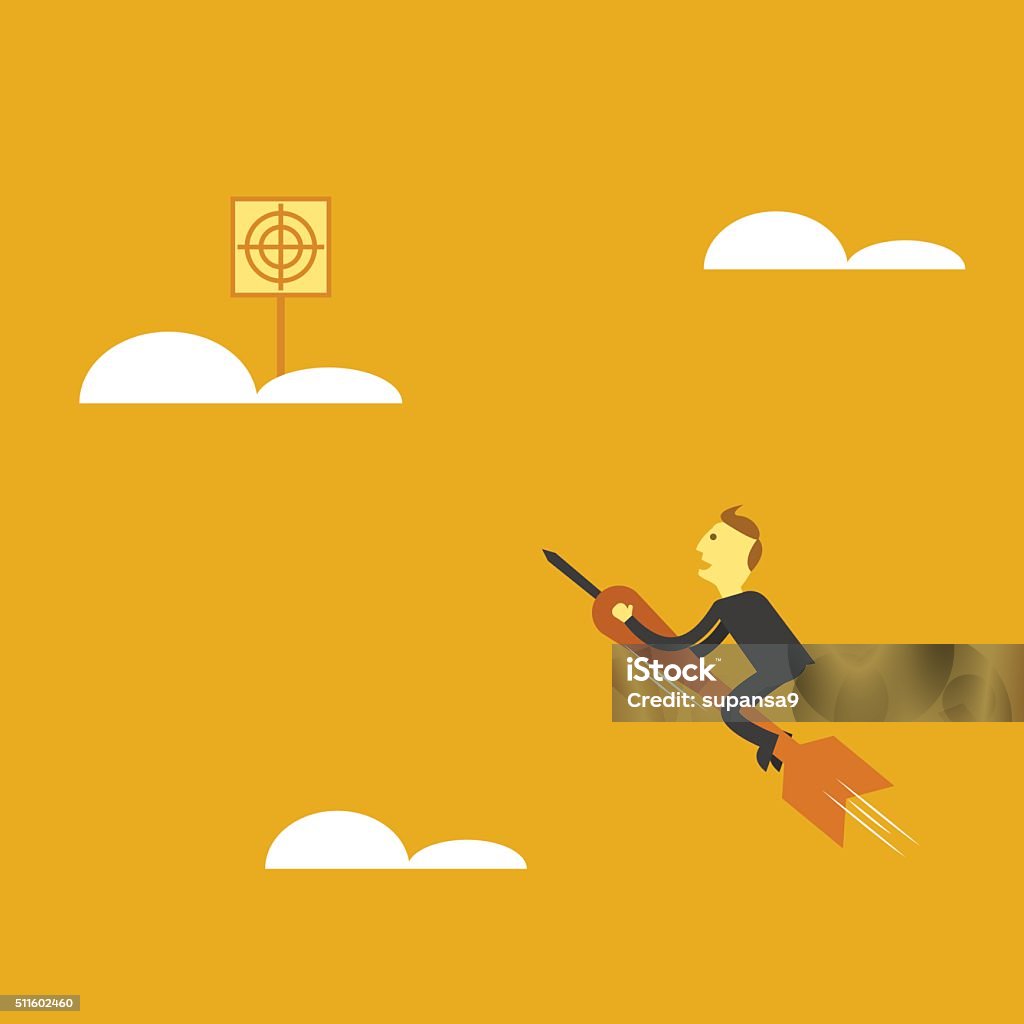 Man Fly To Target Stock Illustration - Download Image Now - Adult ...