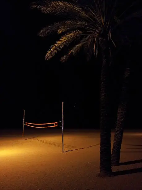 This photo was taken at the Barcelona beach late in the evening. Great game of lights.