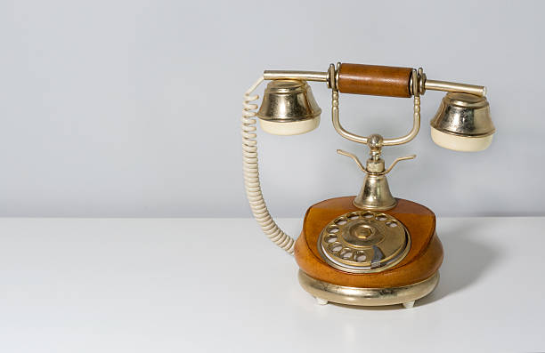 istock Elegant vintage telephone covered in brown leather 511606284