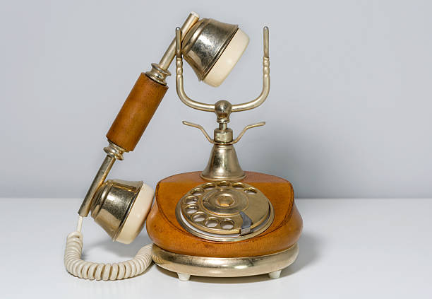 istock Elegant vintage telephone covered in brown leather 511606552