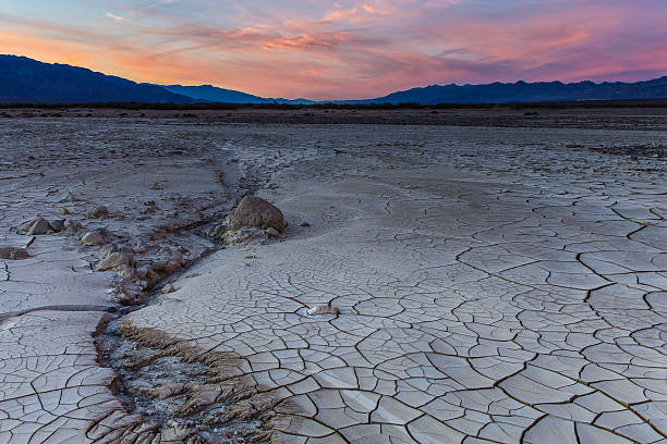 Mud Flow Sunset Death Valley stock photo