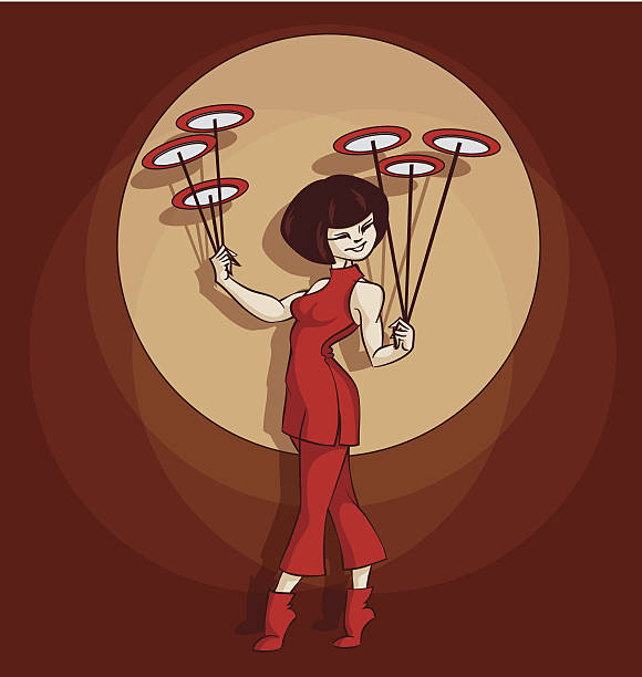 thumbnail image 2 of Baton Du Diable - 6 Rotating Plates And Sticks Circus Performance 2 of 13