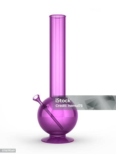 Purple Bong Isolated On White Background Stock Photo - Download Image Now - Bong, Cut Out, Glass - Material