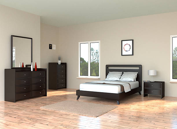 Modern Bedroom with hardwood floor