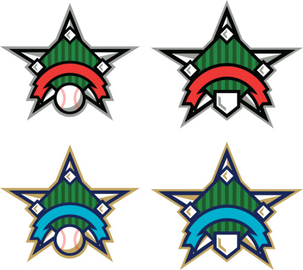Customize these baseball logos with your own colors and text. Great for all-star games and championships.