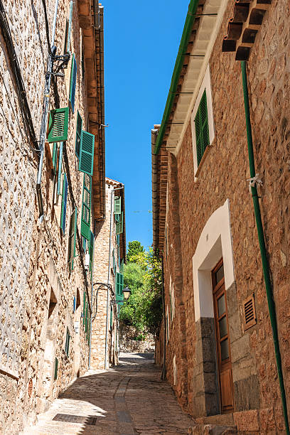 Sloping lane in the village of Fornalutx stock photo