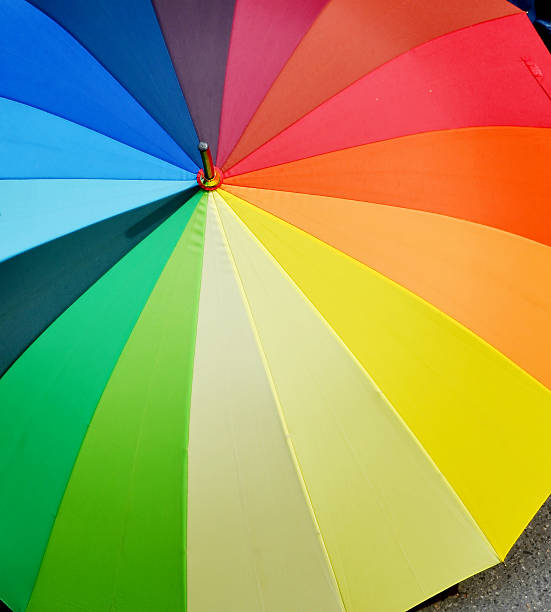 istock Umbrella with rainbow colors on the pavement 511621373
