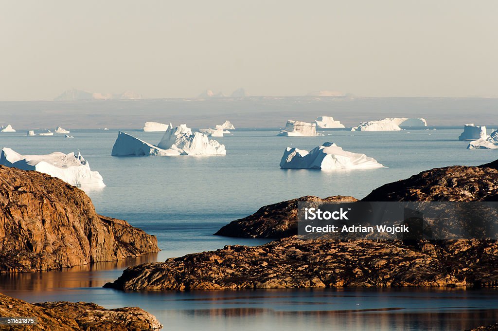 Scoresby Sound - Greenland Icebergs Fjord Scoresby Sund Stock Photo