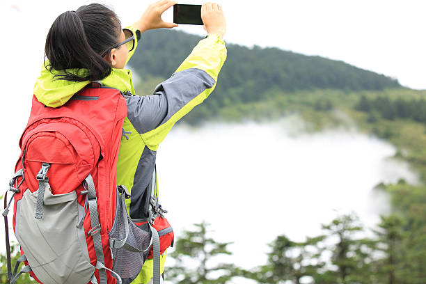 istock woman hiker taking photo 511623301