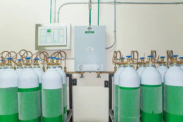 Photo of Medical Oxygen Tank in Hospital control room