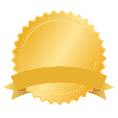Blank gold medal with ribbon, add your text