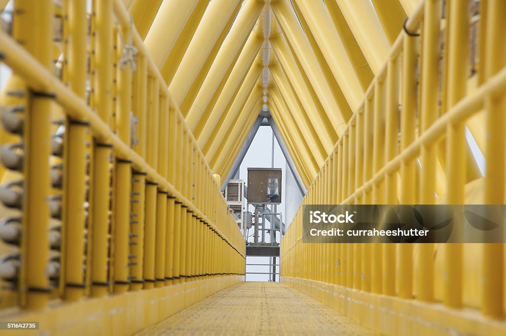 Gangway or walkway linked between production platform and living quarter Blowing Stock Photo